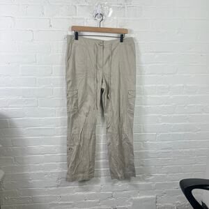 L.L. Bean Women's Favorite Fit Roll-Up Capri Cargo Pants Beige Size 12